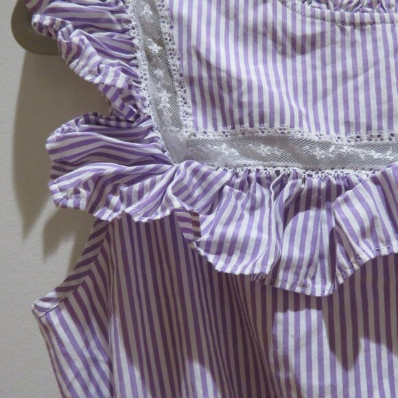 J. CREW Tiered Lace Panel Ruffle Dress Rustic Plum Stripe Prairie Cottage Trad - Picture 7 of 16